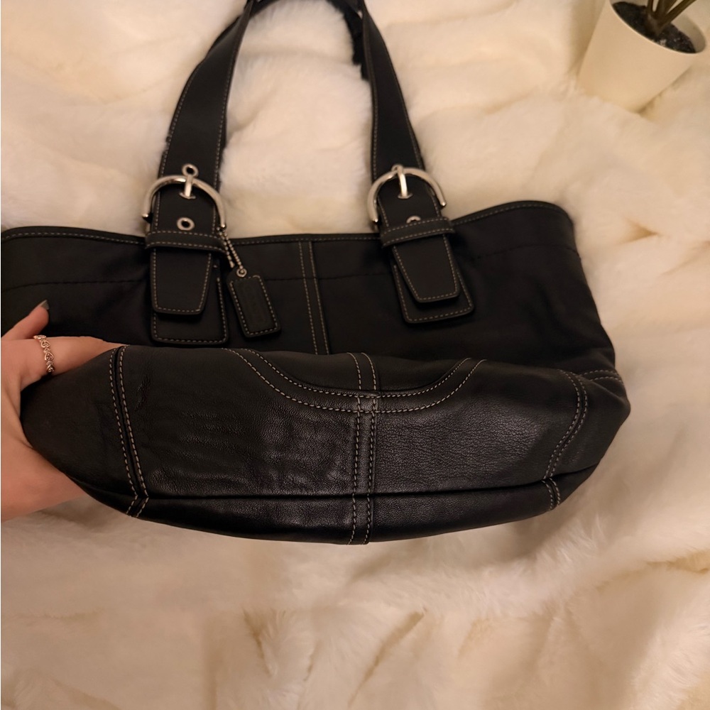 Coach Black Leather Tote Bag - Picture 5 of 15